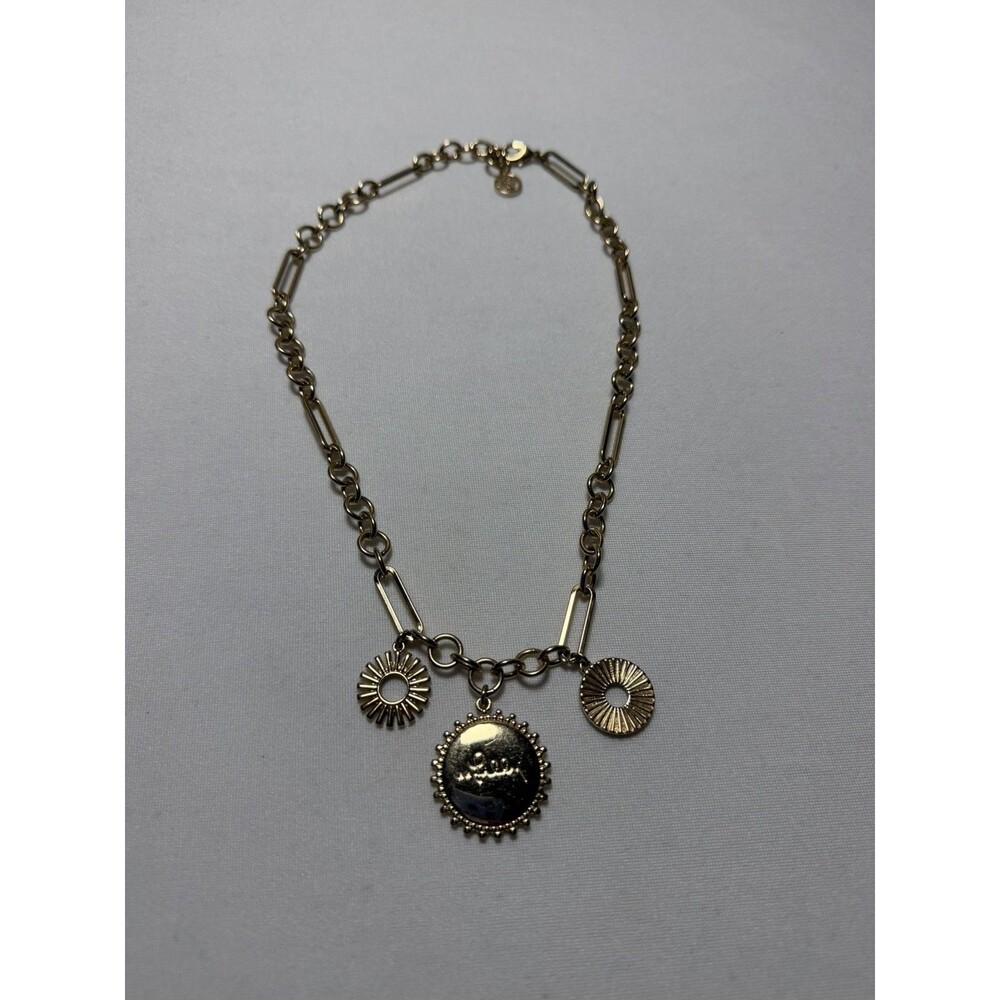 Lilly Pulitzer Necklace Gold Tone Sunburst Charm Necklace Adjustable 20”